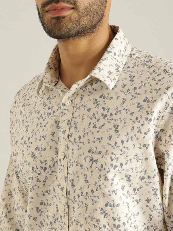 Indian Terrain Men All Over Print Off White Shirt